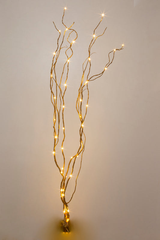 30" LED Lighted Curly Willow Branches Gold with 8 Function Remote