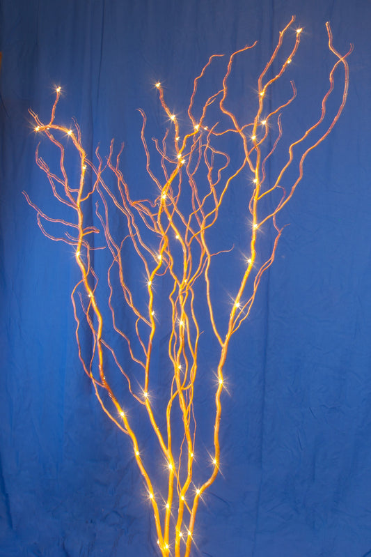 48" LED Lighted Gold Curly Willow Branches Plug in /Remote control