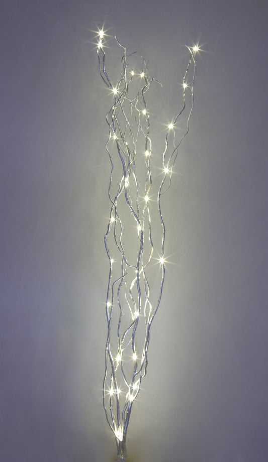 48" Lighted  Curly Willow Branches, Silver / 8 Function Remote